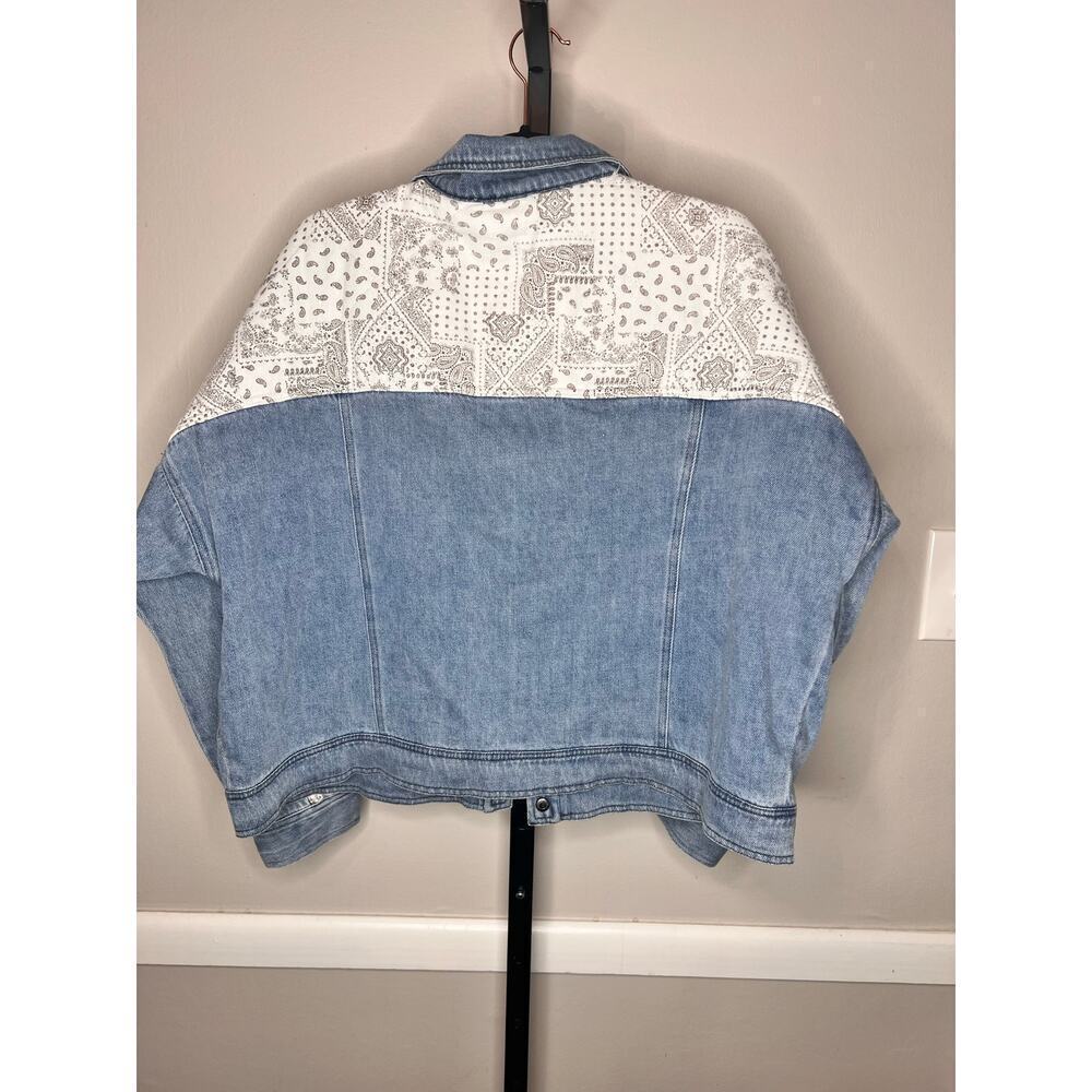 ☀️Mable Womens Paisley Print Contrast Denim Jacket Blue Size M - Picture 4 of 8